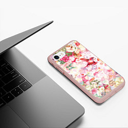 Чехол iPhone 7/8 матовый Птицы, цветы, узоры, цвет: 3D-светло-розовый — фото 2