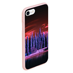 Чехол iPhone 7/8 матовый Абстрактный фиолетовый лес и тёмная река, цвет: 3D-светло-розовый — фото 2