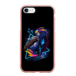 Чехол iPhone 7/8 матовый Неоновая птица - Арт, цвет: 3D-светло-розовый