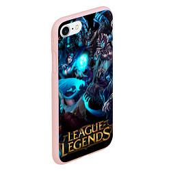 Чехол iPhone 7/8 матовый Коллаж LoL - Legue of Legends, цвет: 3D-светло-розовый — фото 2