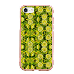 Чехол iPhone 7/8 матовый Зеленые узоры: волны абстракции, цвет: 3D-светло-розовый