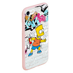 Чехол iPhone 7/8 матовый Барт Симпсон на фоне стены с граффити, цвет: 3D-светло-розовый — фото 2