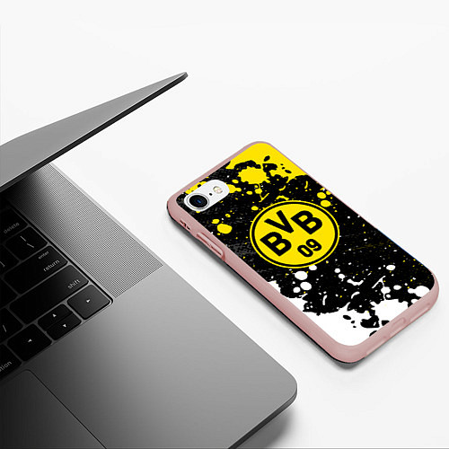 Чехол iPhone 7/8 матовый Borussia Краска / 3D-Светло-розовый – фото 3