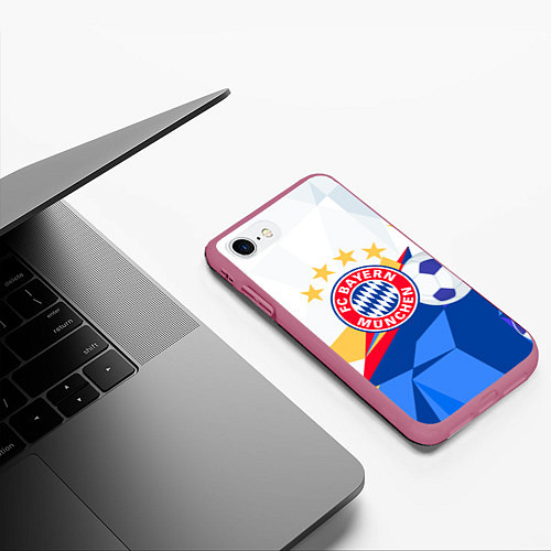 Чехол iPhone 7/8 матовый Bayern munchen Абстракция геометрии / 3D-Малиновый – фото 3