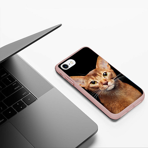 Чехол iPhone 7/8 матовый Молодая абиссинская кошечка / 3D-Светло-розовый – фото 3