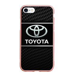 Чехол iPhone 7/8 матовый Toyota Карбон, цвет: 3D-светло-розовый