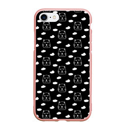 Чехол iPhone 7/8 матовый Милые Спящие Мордочки Котов и Облака, цвет: 3D-светло-розовый