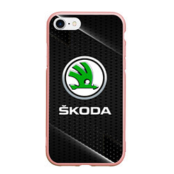 Чехол iPhone 7/8 матовый Skoda Абстракция, цвет: 3D-светло-розовый