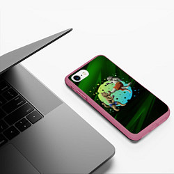 Чехол iPhone 7/8 матовый Кошачий бой - карате, цвет: 3D-малиновый — фото 2