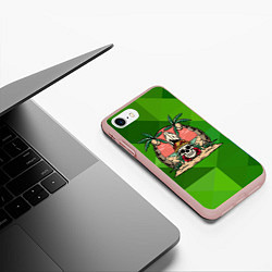 Чехол iPhone 7/8 матовый Лето: череп и серфинг, цвет: 3D-светло-розовый — фото 2