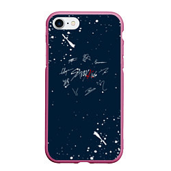 Чехол iPhone 7/8 матовый Stray Kids - брызги, цвет: 3D-малиновый