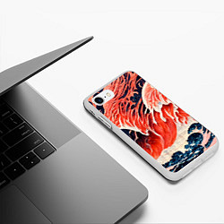 Чехол iPhone 7/8 матовый Великая красная волна, цвет: 3D-белый — фото 2