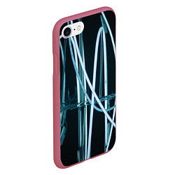 Чехол iPhone 7/8 матовый Неоновые белые фонари во тьме, цвет: 3D-малиновый — фото 2