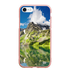 Чехол iPhone 7/8 матовый Живописное горное озеро, цвет: 3D-светло-розовый