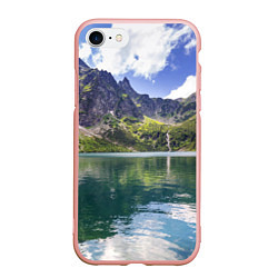 Чехол iPhone 7/8 матовый Прозрачное горное озеро, цвет: 3D-светло-розовый