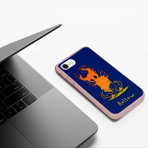 Чехол iPhone 7/8 матовый Hollow Рыцарь в оранжевом градиенте Hollow Knight / 3D-Светло-розовый – фото 3
