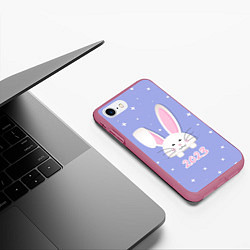 Чехол iPhone 7/8 матовый Кролик - символ 2023 года, цвет: 3D-малиновый — фото 2