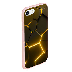 Чехол iPhone 7/8 матовый Золотые неоновые геометрические плиты, цвет: 3D-светло-розовый — фото 2
