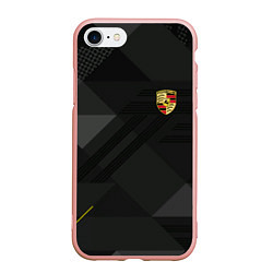 Чехол iPhone 7/8 матовый Porsche - logo, цвет: 3D-светло-розовый