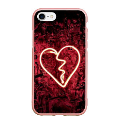 Чехол iPhone 7/8 матовый Абстрактное неоновое сердце в механической тьме, цвет: 3D-светло-розовый