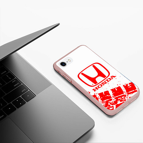 Чехол iPhone 7/8 матовый Honda - красный след шины / 3D-Светло-розовый – фото 3