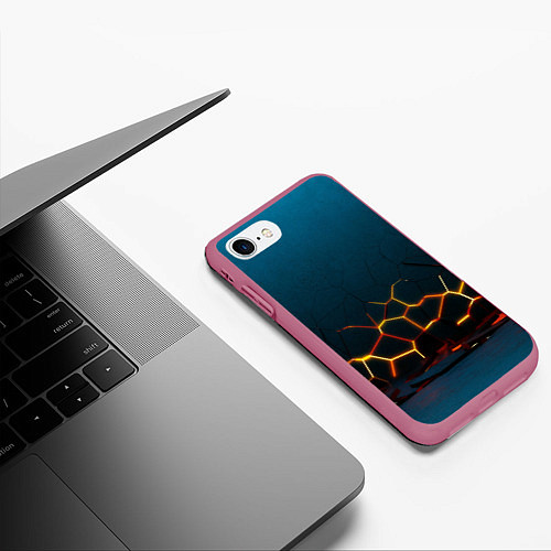 Чехол iPhone 7/8 матовый Треснутые плиты геометрия / 3D-Малиновый – фото 3