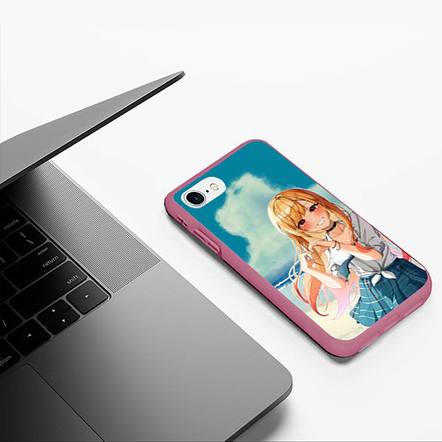 Чехол iPhone 7/8 матовый Марин Китагава : Фарфоровая кукла влюбилась / 3D-Малиновый – фото 3