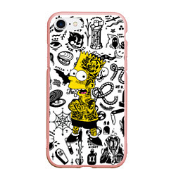 Чехол iPhone 7/8 матовый Барт Симпсон весь в татухах - Hype, цвет: 3D-светло-розовый