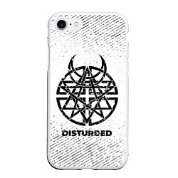 Чехол iPhone 7/8 матовый Disturbed с потертостями на светлом фоне, цвет: 3D-белый