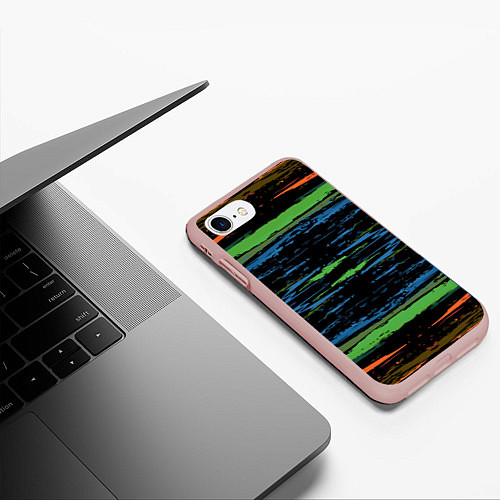 Чехол iPhone 7/8 матовый Мазки цветной краской paint strokes abstract / 3D-Светло-розовый – фото 3