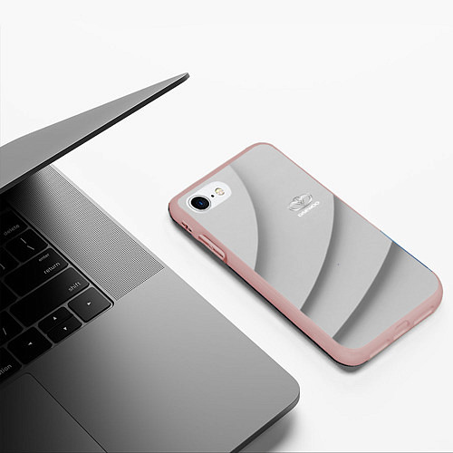 Чехол iPhone 7/8 матовый Daewoo - серая абстракция / 3D-Светло-розовый – фото 3