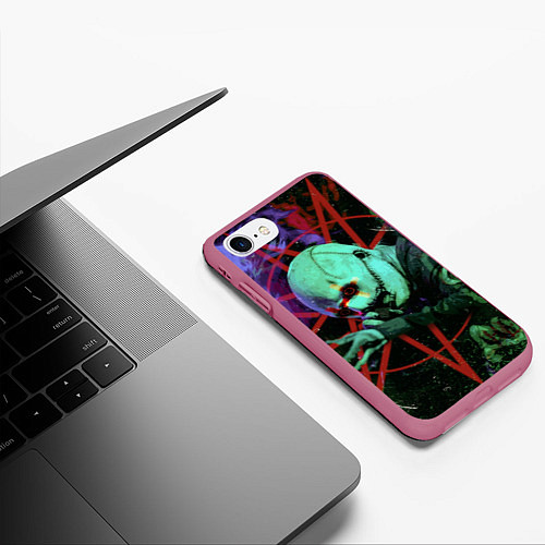 Чехол iPhone 7/8 матовый Slipknot-Corey Taylor / 3D-Малиновый – фото 3