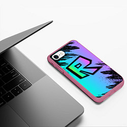 Чехол iPhone 7/8 матовый Roblox neon logo, цвет: 3D-малиновый — фото 2