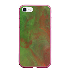 Чехол iPhone 7/8 матовый Зелёные и красные волны красок, цвет: 3D-малиновый
