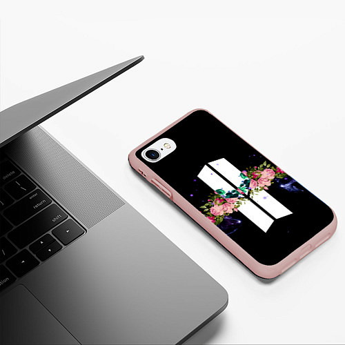 Чехол iPhone 7/8 матовый BTS Flowers In Space / 3D-Светло-розовый – фото 3