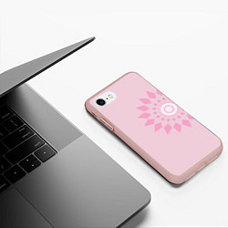 Чехол iPhone 7/8 матовый Розовая геометрическая абстракция Круговой принт Б, цвет: 3D-светло-розовый — фото 2