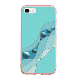 Чехол iPhone 7/8 матовый Голубая геометрическая абстракция Круги и сферы Го, цвет: 3D-светло-розовый