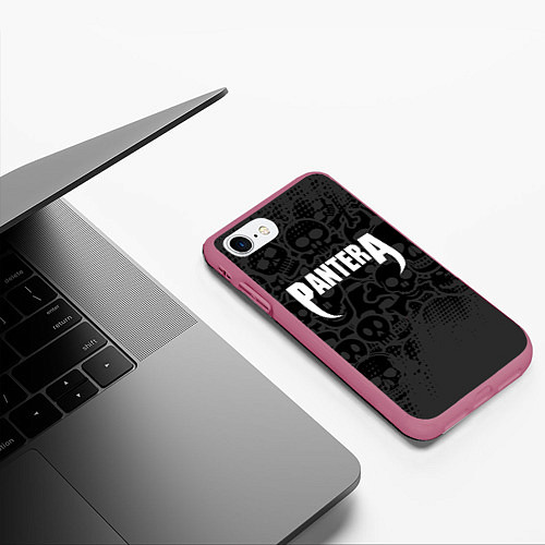 Чехол iPhone 7/8 матовый Pantera метал - черепа / 3D-Малиновый – фото 3