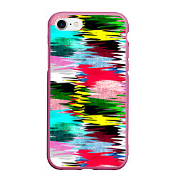 Чехол iPhone 7/8 матовый Абстрактный многоцветный неоновый узор, цвет: 3D-малиновый