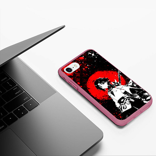 Чехол iPhone 7/8 матовый Аякс Сяо - Мрачный геншин / 3D-Малиновый – фото 3
