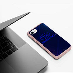 Чехол iPhone 7/8 матовый Subaru Абстракция неон, цвет: 3D-светло-розовый — фото 2