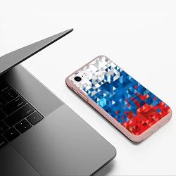 Чехол iPhone 7/8 матовый Полигональный флаг России!, цвет: 3D-светло-розовый — фото 2