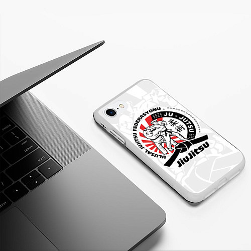 Чехол iPhone 7/8 матовый Jiujitsu emblem Джиу-джитсу / 3D-Белый – фото 3