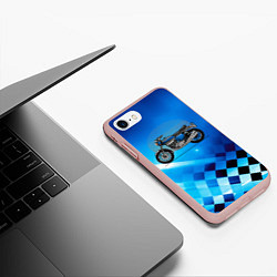 Чехол iPhone 7/8 матовый Синий классический мотоицкл, цвет: 3D-светло-розовый — фото 2