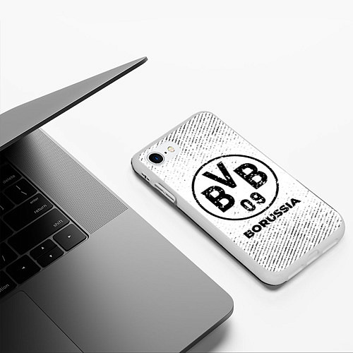 Чехол iPhone 7/8 матовый Borussia с потертостями на светлом фоне / 3D-Белый – фото 3