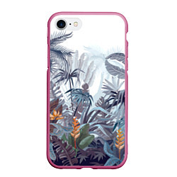 Чехол iPhone 7/8 матовый Пышный тропический лес, цвет: 3D-малиновый