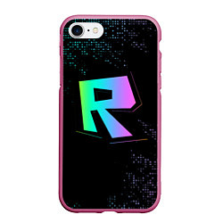 Чехол iPhone 7/8 матовый Roblox logo neon, цвет: 3D-малиновый