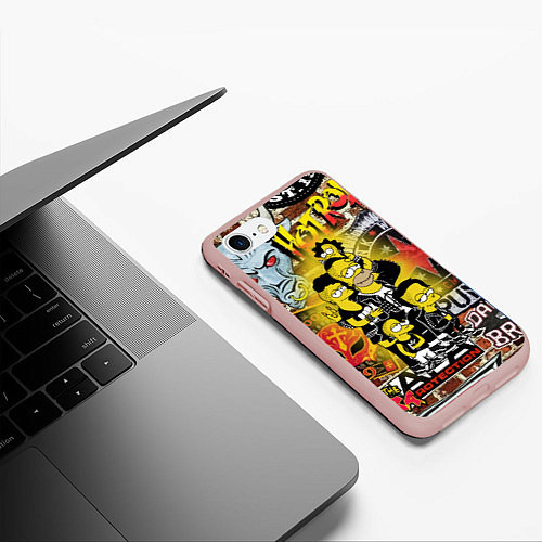 Чехол iPhone 7/8 матовый Simpsons & Punks not dead! Motto! / 3D-Светло-розовый – фото 3