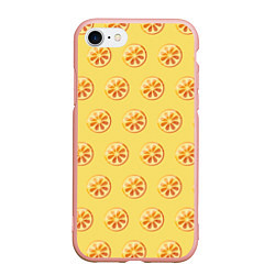 Чехол iPhone 7/8 матовый Апельсин Паттерн - Желтая версия, цвет: 3D-светло-розовый