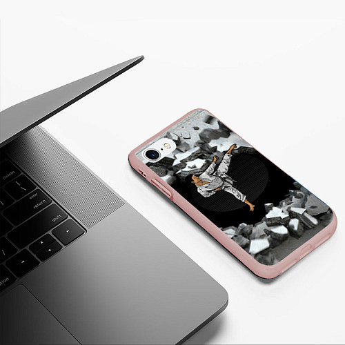 Чехол iPhone 7/8 матовый Боевые искусства - каратист / 3D-Светло-розовый – фото 3